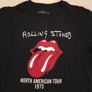 The Rolling Stones Band North American Tour 1975 Crew Neck T Shirt Mens Size L
